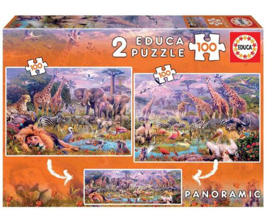 Animais Selvagens Pack Puzzles 2x100 Peças